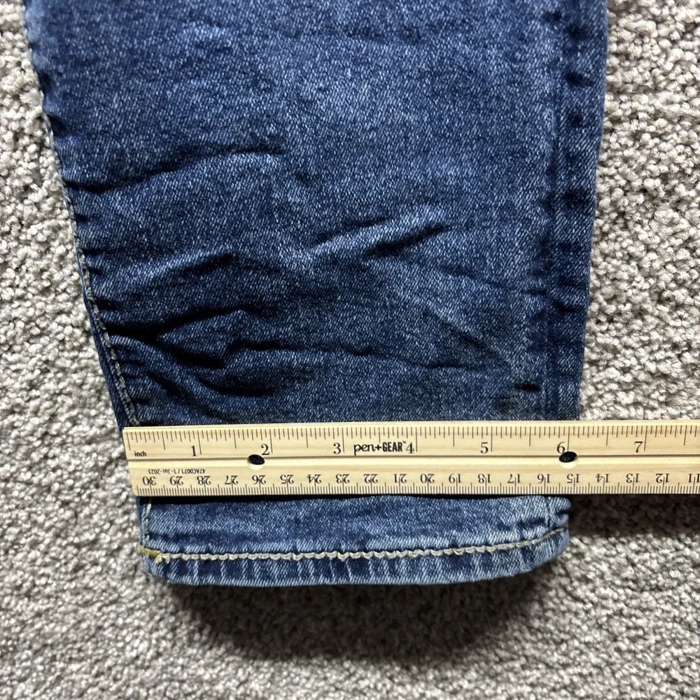 True Religion Rocco Relaxed Skinny Jeans Blue 34x32 Men's Flap Button Denim EUC‎